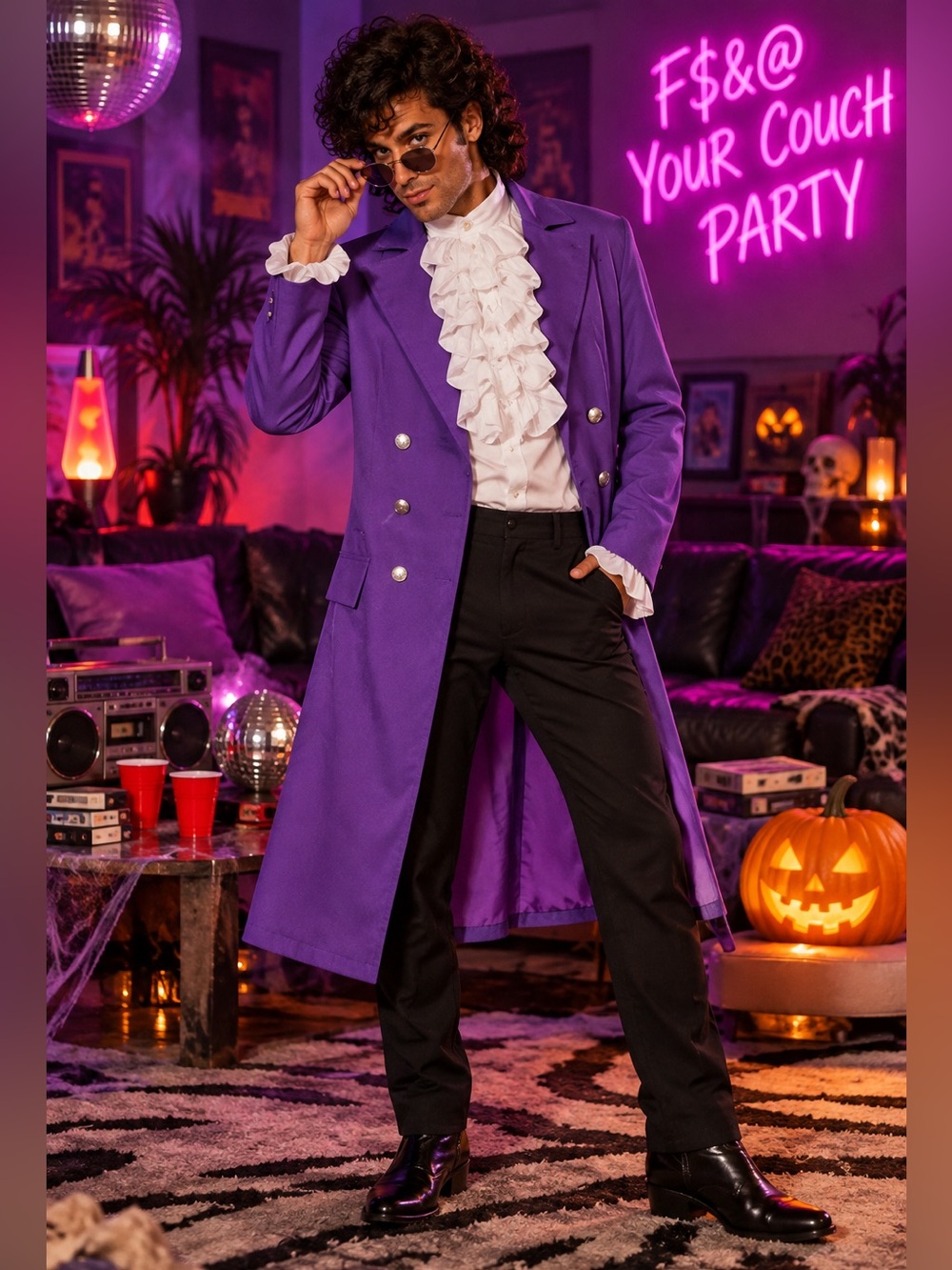 Prince Purple Rain Costume NWT Adult O/S 80’s Halloween F$&@ Your Couch Coat